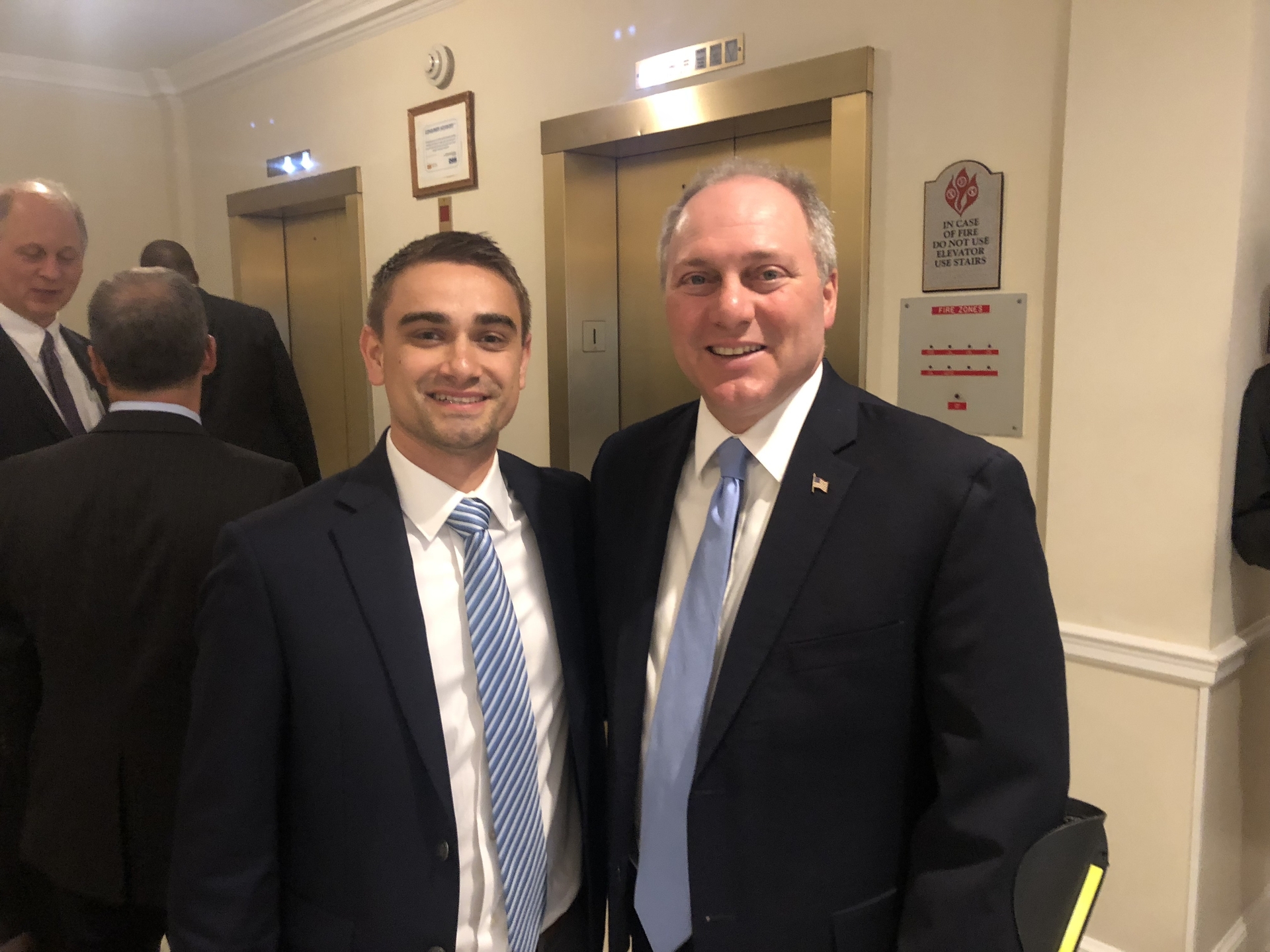 On the left, small business owner Tyler Lecompte, on the right, House Majority Whip Steve Scalise (R - Louisiana)