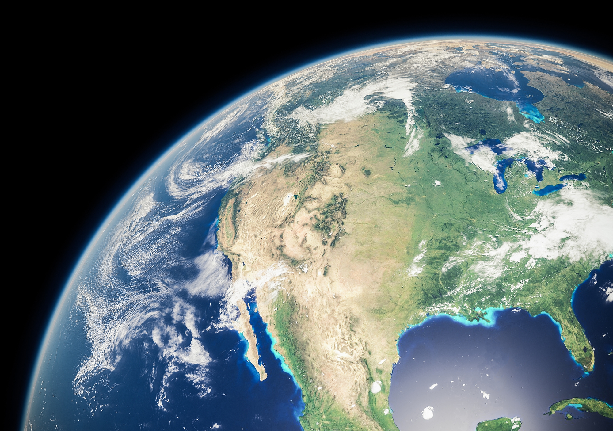 An image of North America from outside the atmosphere.